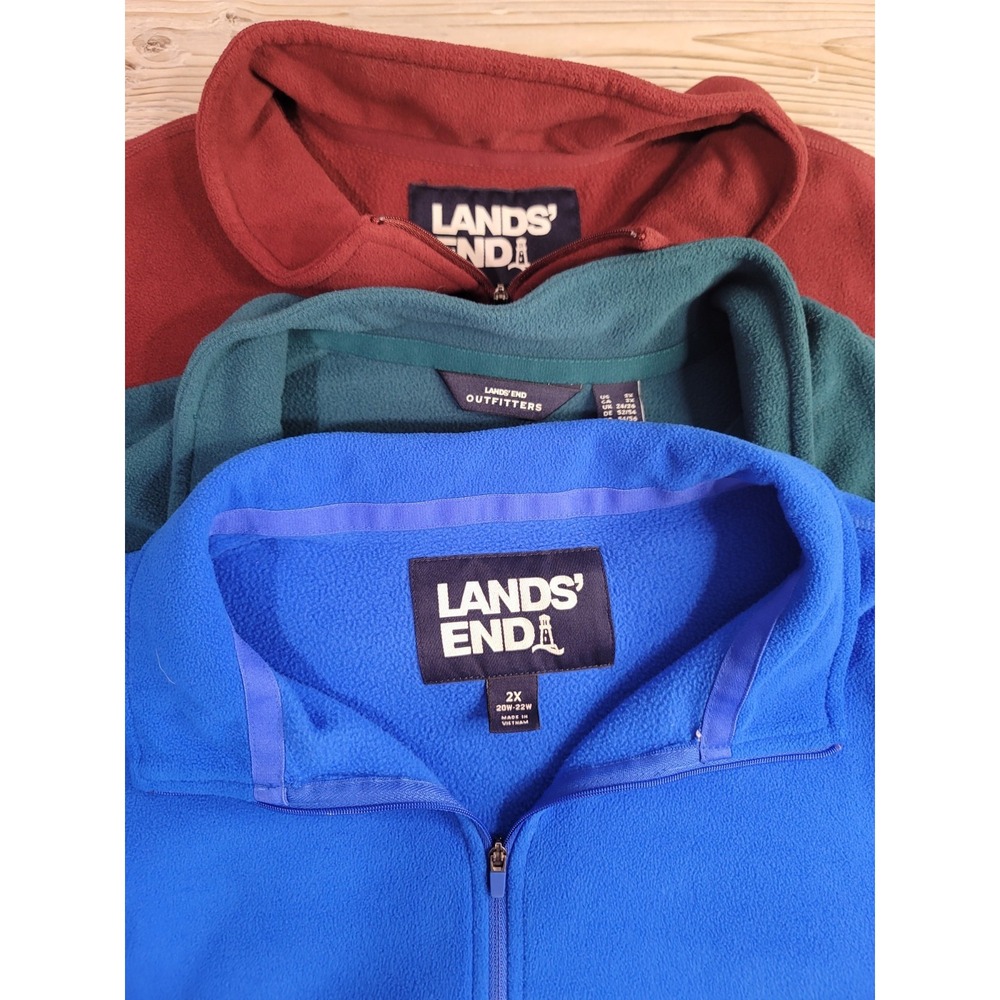 Land's End Fleece Pullover lot of 3 2X royal blue Burgundy, teal green